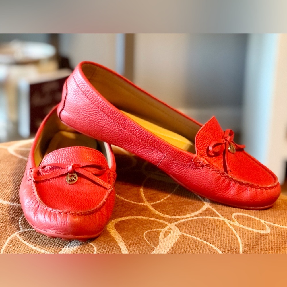 Michael Kors Red Leather Driving Moccasins